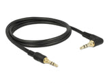 Delock 85566 Stereo Jack Cable 3.5 Mm 3 Pin Male > Male Angled 1 M Black