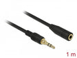 Delock 85576 Stereo Jack Extension Cable 3.5 Mm 3 Pin Male To Female 1 M Black