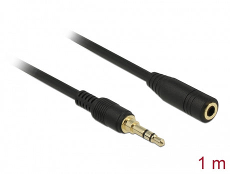 Delock 85576 Stereo Jack Extension Cable 3.5 Mm 3 Pin Male To Female 1 M Black