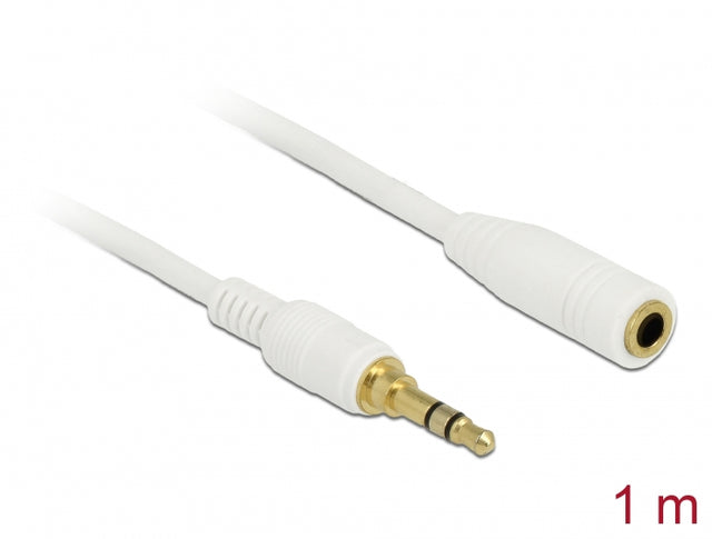 Delock 85577 Stereo Jack Extension Cable 3.5 Mm 3 Pin Male To Female 1 M White