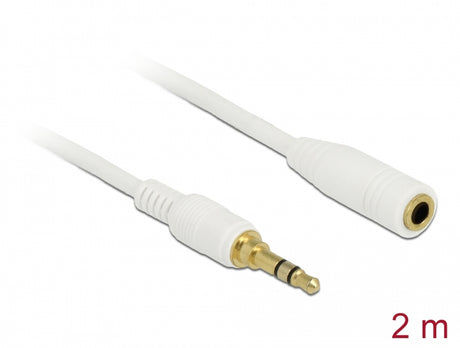 Delock 85579 Stereo Jack Extension Cable 3.5 Mm 3 Pin Male To Female 2 M White