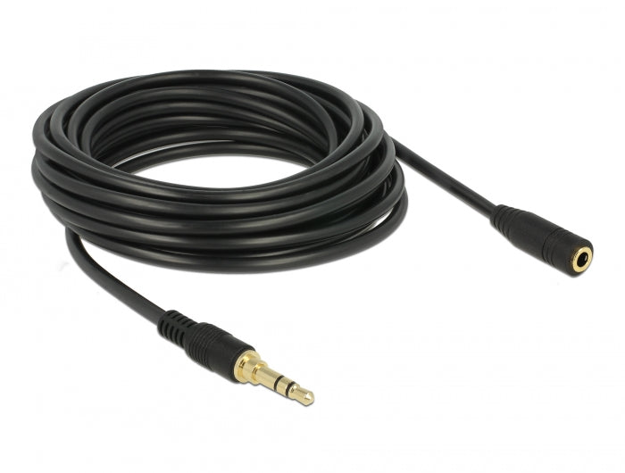 Delock 85590 Stereo Jack Extension Cable 3.5 Mm 3 Pin Male To Female 5 M Black