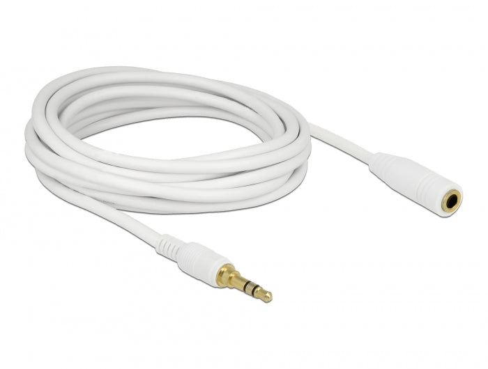 Delock 85591 Stereo Jack Extension Cable 3.5 Mm 3 Pin Male To Female 5 M White