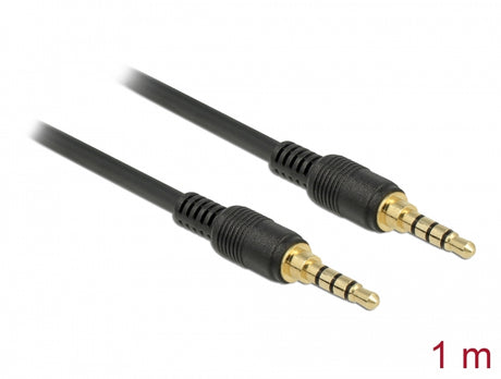 Delock 85595 Stereo Jack Cable 3.5 Mm 4 Pin Male > Male 1 M Black