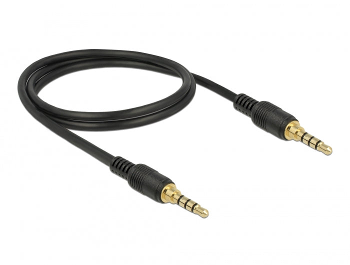 Delock 85595 Stereo Jack Cable 3.5 Mm 4 Pin Male > Male 1 M Black