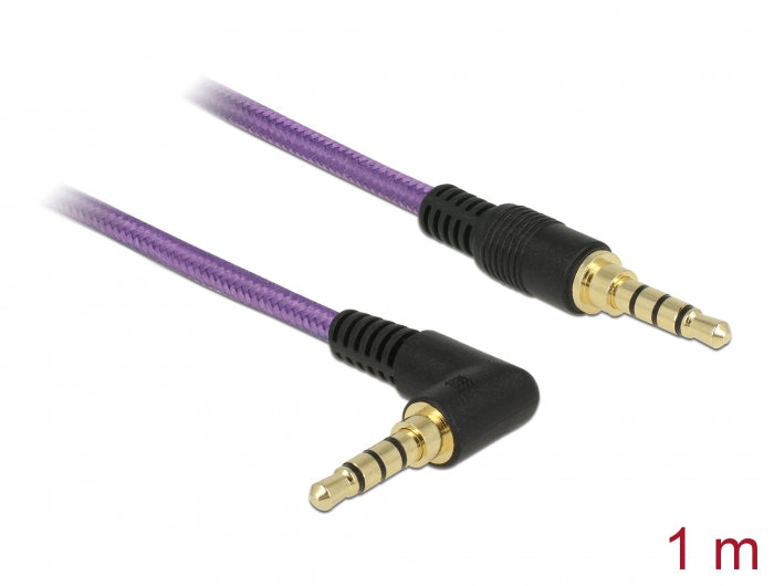 Delock 85611 Stereo Jack Cable 3.5 Mm 4 Pin Male > Male Angled 1 M Purple