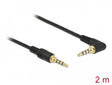 Delock 85613 Stereo Jack Cable 3.5 Mm 4 Pin Male > Male Angled 2 M Black