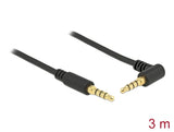 Delock 85616 Stereo Jack Cable 3.5 Mm 4 Pin Male > Male Angled 3 M Black