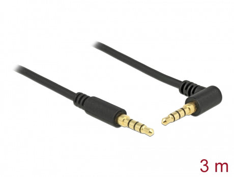 Delock 85616 Stereo Jack Cable 3.5 Mm 4 Pin Male > Male Angled 3 M Black