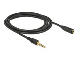 Delock 85631 Stereo Jack Extension Cable 3.5 Mm 4 Pin Male To Female 2 M Black