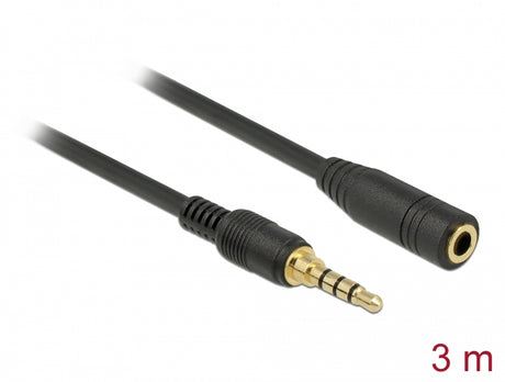 Delock 85633 Stereo Jack Extension Cable 3.5 Mm 4 Pin Male To Female 3 M Black