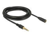 Delock 85633 Stereo Jack Extension Cable 3.5 Mm 4 Pin Male To Female 3 M Black