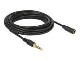 Delock 85635 Stereo Jack Extension Cable 3.5 Mm 4 Pin Male To Female 5 M Black