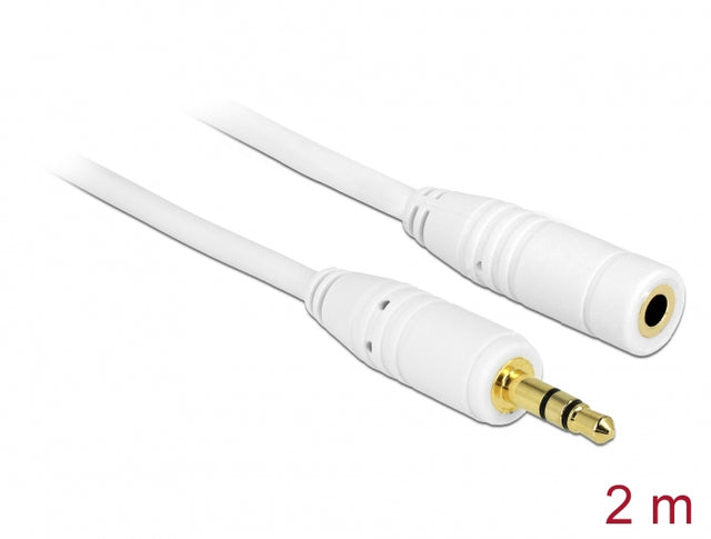 Delock 83767 Stereo Jack Extension Cable 3.5 Mm 3 Pin Male > Female 2 M White