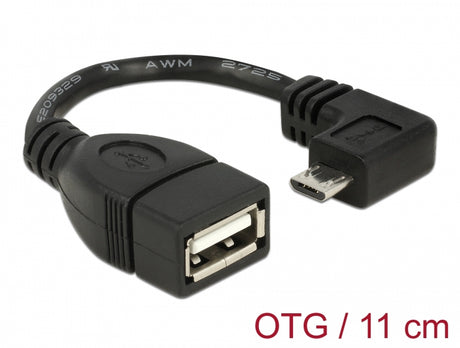 Delock 83104 Usb 2.0 Otg Cable Type Micro-B Male Angled To Type-A Female 11 Cm