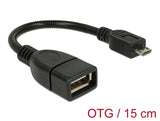 Delock 83293 Cable Usb Micro-B Male > Usb 2.0-A Female Otg Flexible 15 Cm