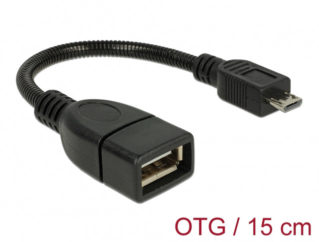 Delock 83293 Cable Usb Micro-B Male > Usb 2.0-A Female Otg Flexible 15 Cm