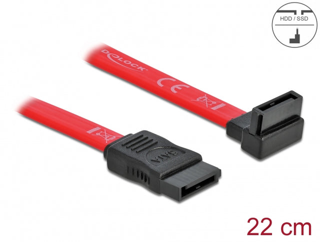 Delock 84354 Sata 3 Gb/S Cable Straight To Upwards Angled 22 Cm Red