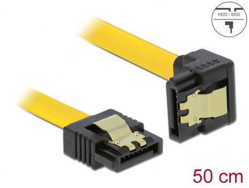 Delock 82479 Sata 3 Gb/S Cable Straight To Downwards Angled 50 Cm Yellow