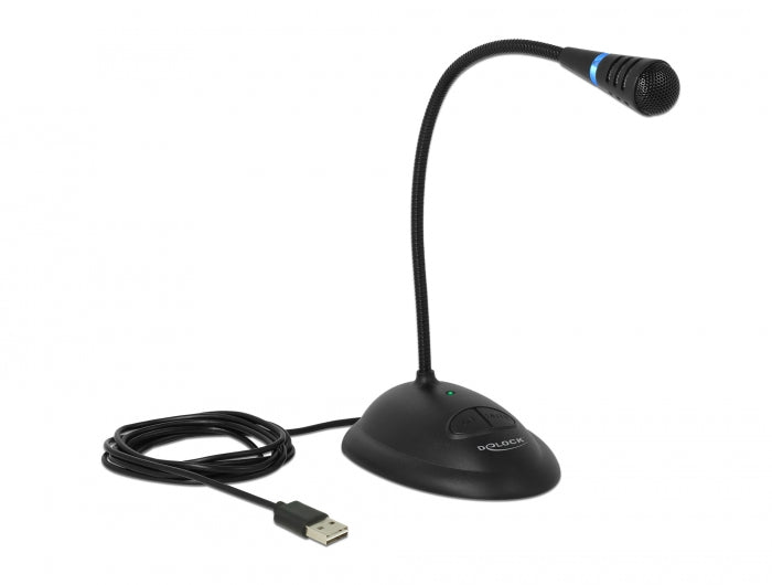 Delock 65871 Usb Gooseneck Microphone With Base And Mute + On / Off Button