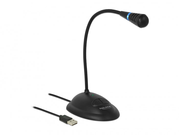 Delock 65871 Usb Gooseneck Microphone With Base And Mute + On / Off Button