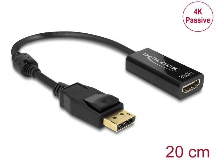 Delock 62609 Adapter Displayport 1.2 Male > Hdmi Female 4K Passive Black