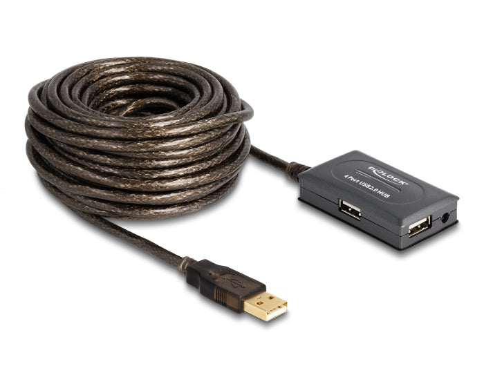 Delock 82748 Usb 2.0 Extension Cable 10 M Active With 4 Port Hub