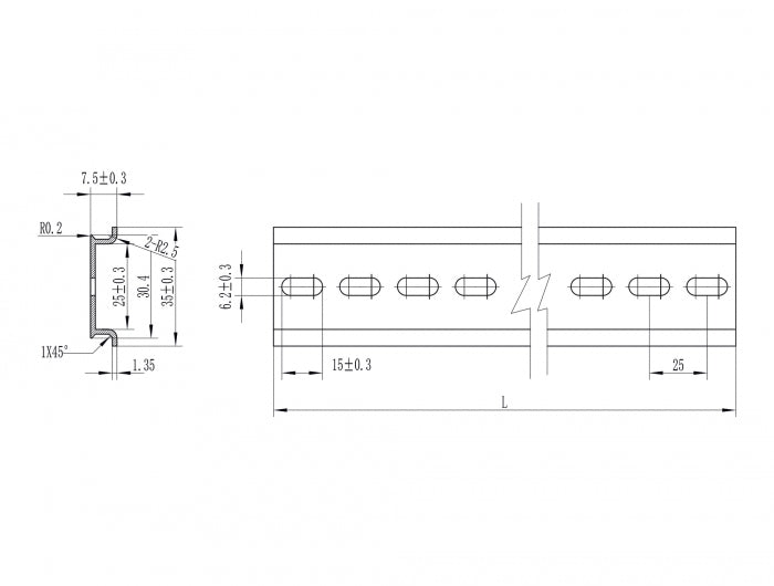 Delock 66171 Din Rail 35 X 7.5 Mm (19") Aluminium