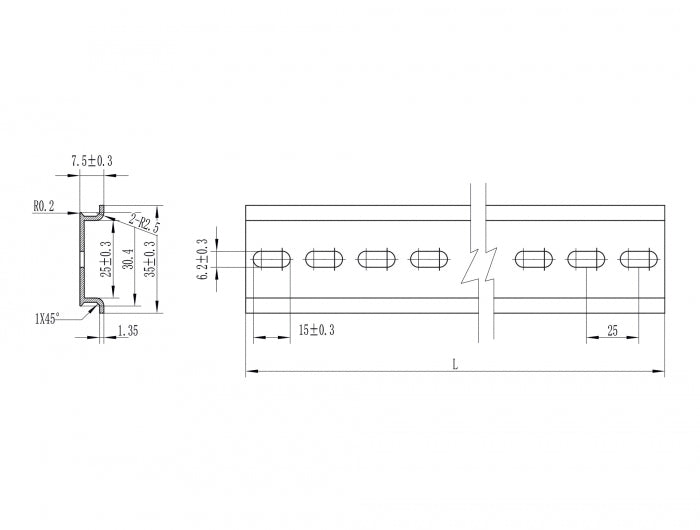 Delock 66176 Din Rail 35 X 7.5 Mm (25 Cm) Aluminium