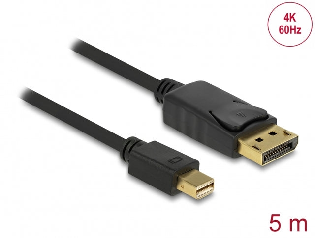 Delock 83479 Cable Mini Displayport 1.2 Male > Displayport Male 4K 60 Hz 5.0 M