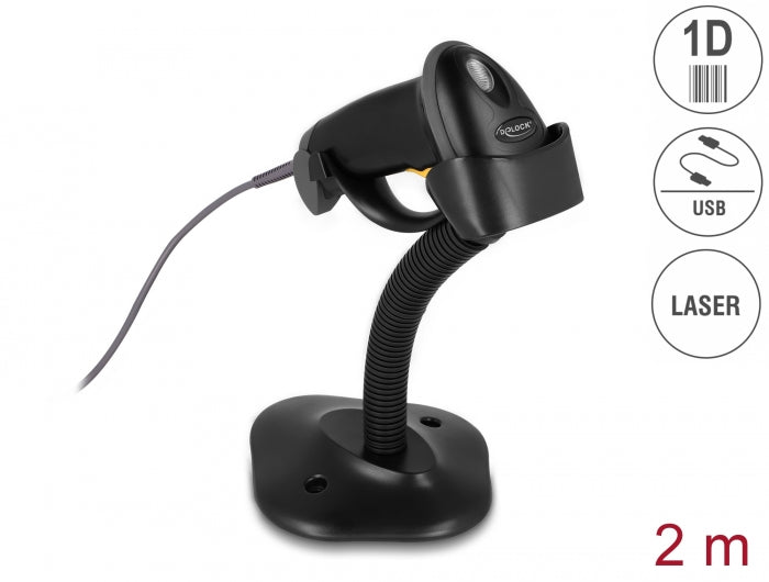 Delock 90584 Usb Barcode Scanner 1D With Connection Cable And Stand