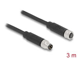 Delock 80140 M8 A-Coded 3 Pin Cable Male To Female Pur (Tpu) 3 M