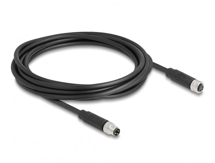 Delock 80140 M8 A-Coded 3 Pin Cable Male To Female Pur (Tpu) 3 M