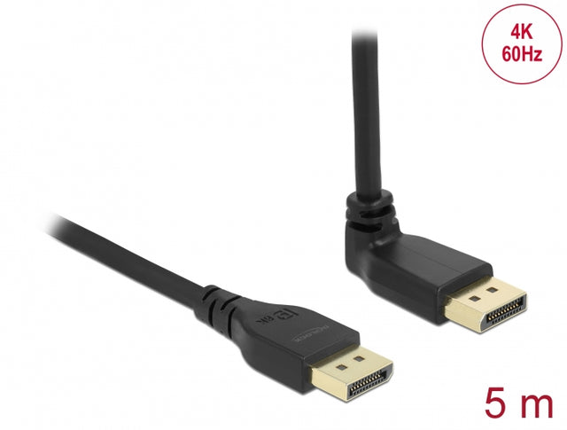 Delock 87827 Displayport 1.2 Cable Male Straight To Male 90° Upwards Angled