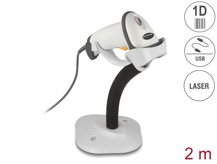 Delock 90565 Usb Barcode Scanner 1D With Connection Cable And Stand