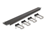 Delock 66918 19″ Cable Management Routing Panel With 5 Metal Hooks 1U Black