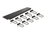 Delock 66919 19″ Cable Management Routing Panel With 10 Metal Hooks 2U Black