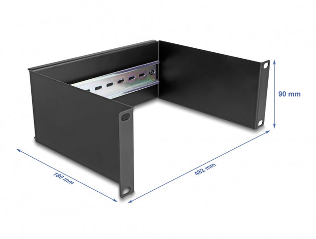 Delock 66898 10″ Din Rail Panel 2U Black