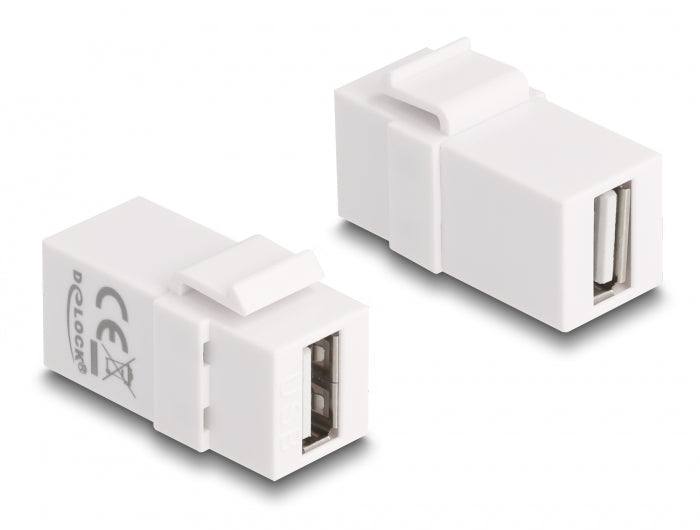 Delock 87830 Keystone Module Usb 2.0 A Female To Usb 2.0 A Female White