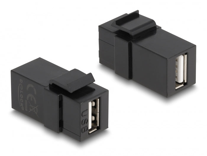 Delock 87829 Keystone Module Usb 2.0 A Female To Usb 2.0 A Female Black