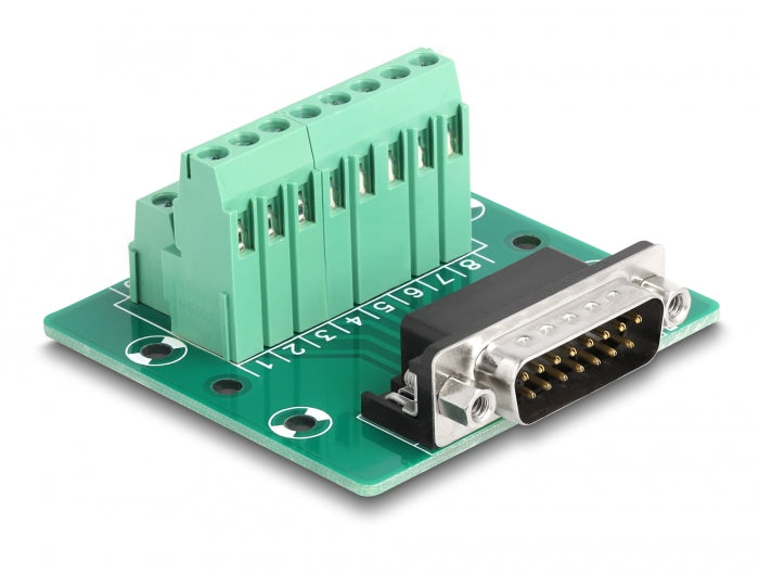 Delock 66909 D-Sub 15 Pin Male To Terminal Block For Din Rail