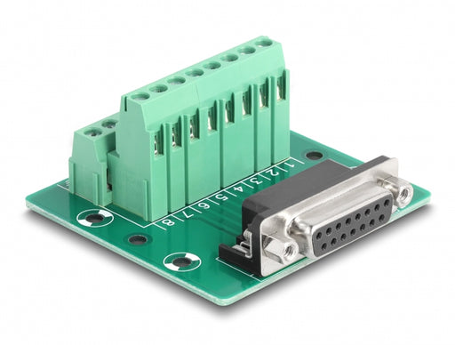 Delock 66910 D-Sub 15 Pin Female To Terminal Block For Din Rail