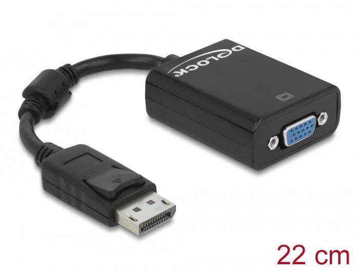 Delock 61848 Adapter Displayport 1.2 Male > Vga Female Black