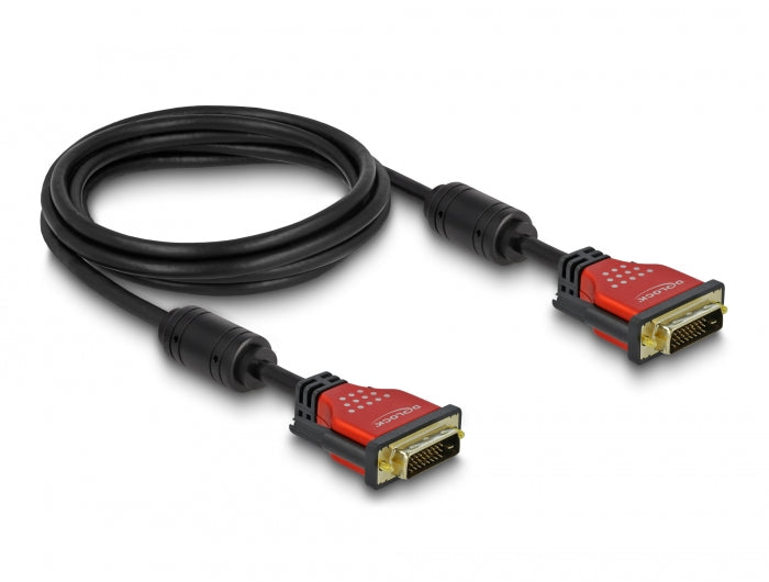 Delock 84345 Cable Dvi 24+1 Male > Dvi 24+1 Male 2 M Red Metal