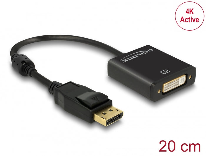 Delock 62599 Adapter Displayport 1.2 Male > Dvi Female 4K Active Black