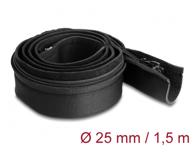 Delock 20913 Cable Sleeve Neoprene Flexible With Zip 1.5 M X 100 Mm Black