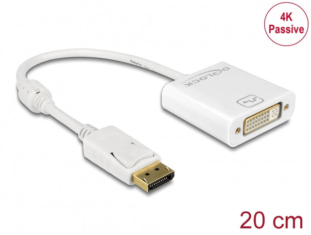 Delock 62602 Adapter Displayport 1.2 Male > Dvi Female 4K Passive White