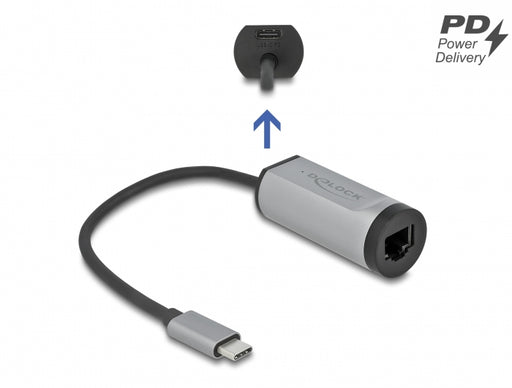 Delock 64116 Usb Type-C™ Adapter To Gigabit Lan With Power Delivery Port Grey