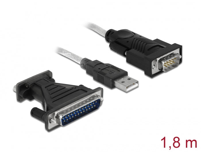 Delock 61308 Adapter Usb 2.0 Type-A > 1 X Serial Db9 Rs-232 + Adapter Db25