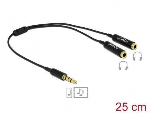 Delock 65575 Cable Audio Splitter Stereo Jack Male 3.5 Mm 4 Pin